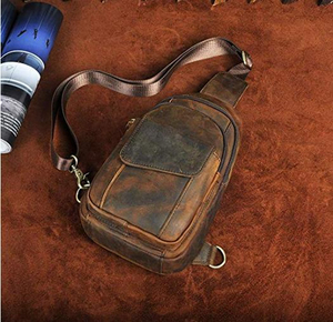 Bolsos de Pecho para Hombre, Bolsos Bandolera de Cuero Genuino, Bolsos Cruzados Triangulares, Mochila con una Sola Correa para el Hombro - Product Image 4