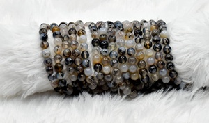 Venta al por mayor de cuentas de ágata de vena de dragón negras de 8 mm, piedras de cristal redondas naturales curativas para la fabricación de joyas. - Product Image 1
