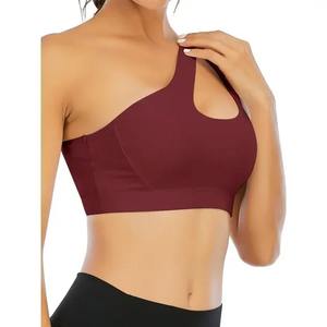 Sujetador deportivo de alto soporte para gimnasio, entrenamiento, Halter, Espalda descubierta, sin costuras, un solo hombro, sujetadores deportivos extraíbles para mujer - Product Image 1