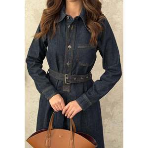 Robe longue en jean - Bleu - Product Image 4