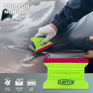 Grattoir de type H Clayton Car Care avec raclette en tissu et aimant, bord en feutre, double nervures, vert, pour un fini lisse des films vinyles premium - Product Image 5