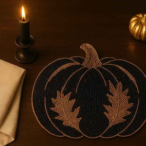 Set de table perlé fait main, sous-plat personnalisé avec logo, écologique, design artistique classique/moderne, luxe, décoration de table pour les fêtes, pièce unique - Product Image 6