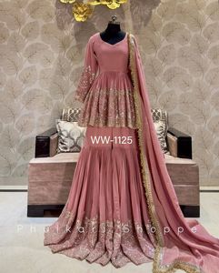 Elegante conjunto de Palazzo y Dupatta para mujer, Elegante ropa étnica con bordado para fiestas, bodas y festivales - Product Image 3