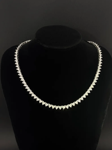 Cadena DE TENIS personalizada en forma de corazón de 4mm en plata/oro de 10K de lujo para uso diario con diamante de moissanita para bodas o regalos - Product Image 5