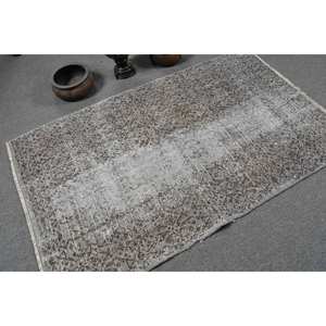 พรมตุรกีโบราณ3.8 x 6.2ft ขนแกะสีเบจสีเทาทำด้วยมือผืนใหญ่สี่เหลี่ยมผืนผ้าลายเย็บปะติดปะต่อกันสำหรับห้องโถงห้องยางพารารุ่นใหม่ - Product Image 2