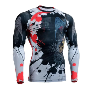 Good Quality Custom Compression Rash Guard MMA Set Sublimation <b>Printed</b> Rashguard Bjj for Men Customizable Mma Rashguard - Product Image 3