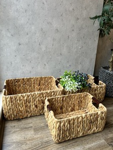 Precio muy barato Juego de 3 cesta de almacenamiento de jacinto de agua natural cesta de jacinto de agua para el hogar y almacenamiento hecho a mano de Vietnam - Product Image 6