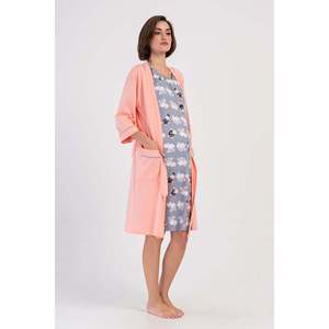 Conjunto de túnica para embarazadas KADIN P.SUPREM CIFT PATLI KISA KOL HAMILE + pantalón 3/4 con bolsillos SABAHLIK - ROSA BEBÉ - ROSA BEBÉ - Product Image 5
