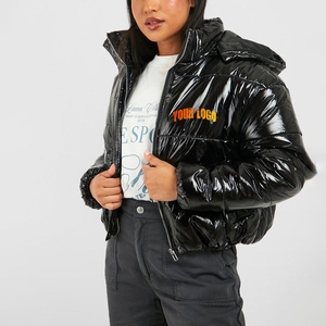 OEM High Quality Nylon Puffer <b>Jacket</b> for Women Custom Winter Crop <b>Short</b> Warm Puffer Coat with Cotton Filling New Design - Product Image 4