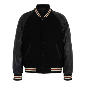 Wholesale Blank Leather Jacket O-Neck Baseball Embroidery Logo Varsity Jacket Full Sleeve Streetwear Varsity Jacket for Men's - Product Image 4