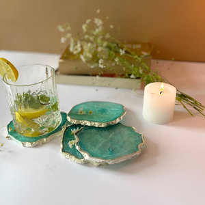 Posavasos personalizados, posavasos de ágata, piedra personalizada, mármol, cristal, Ágata blanca, rebanada, posavasos para bebidas, accesorios de mesa de restaurante - Product Image 4