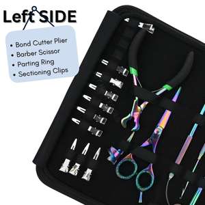 Complete Hair Extension tools Kit Micro Bead Opening Tool Crimping Plier Fusion Bond Cutter Barber Scissor & Sectioning <b>Clips</b> - Product Image 3