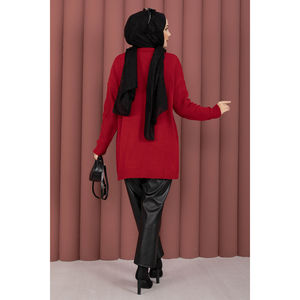 เสื้อสเวตเตอร์ถักลายบาคลาวาสีแดงแบบลำลองสำหรับฤดูหนาวของวีเนีย - Product Image 5