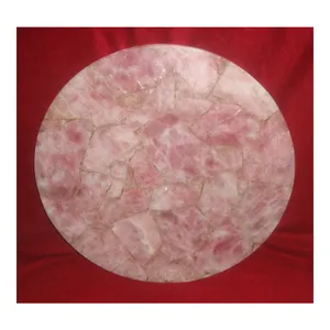 गोल आकार एक्सेंट रत्न गुलाबी गुलाब क्वार्ट्ज तालिका के शीर्ष के लिए कमरे में रहने वाले उच्च रेटिंग बेच प्राकृतिक सुलेमानी तालिका के शीर्ष उत्पादों
