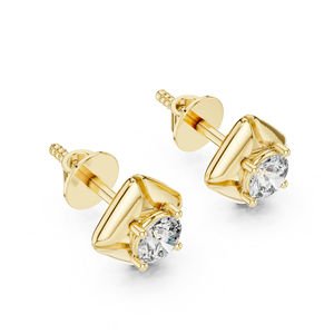 Boucles d'oreilles en or jaune 14 carats avec diamants ronds de laboratoire |   Boucles d'oreilles pour tous les jours |   Nouveau diamant cultivé - Product Image 4