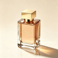 Flacon de parfum rectangulaire en verre, prix usine, 50 ml, 100 ml, avec boîte personnalisée, capuchon doré et sac à main