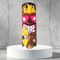 Handgeschnitzte Bunte Holz-Tiki-Maske 30 cm Hawaiianische Polynesische Stammes-Wandkunst Handgefertigte Hängedekoration