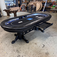 Table de poker personnalisée de luxe Boîtes de dépôt de haute qualité Porte-gobelet Table de poker de casino à 10 joueurs pour jeu d'argent