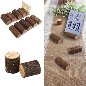 Carte de place en bois rustique naturel inachevé et porte-numéro de Table photo Photo pour la décoration de mariage support en bois fait main - Product Image 3