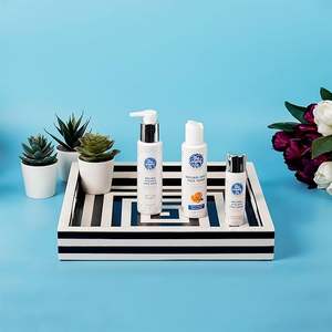 Bandeja Decorativa Rectangular Pintada a Mano con Incrustaciones de Resina Natural, Impermeable, para Decoración del Hogar - Product Image 3