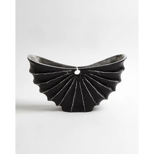 Juego de 2 Jarrones Decorativos Negros Modernos con Forma de Abanico, Floreros Artísticos para Exhibición de Flores de Boda - Product Image 2