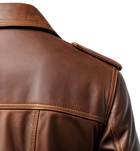 Venta al por mayor de los hombres de cuero de los hombres hechos a mano Nuevo estilo chaqueta de cuero negro y marrón chaqueta de bombardero de cuero - Product Image 5