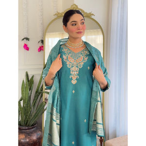 Designer Viscose Chanderi Kurti Set Sequence Broderie 2.20m Jacquard Dupatta Party Wear Hiver Tailles S-XXL 44 "+ Kurti Longueur - Product Image 1