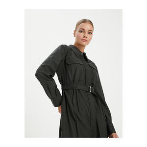 Robe décontractée avec ceinture cintrée en mélange de viscose, col chemise, non doublée, très colorée - Product Image 3