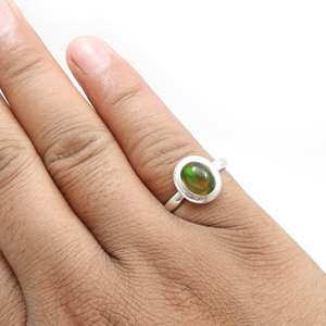 แหวนโอปอลสีดำส่องแสงแหวนเงินแท้925ทำด้วยมือแหวนหรูหราเครื่องประดับแฟชั่นประณีตโดยผู้ผลิตจำนวนมาก - Product Image 3