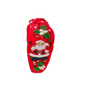 Diadema con cuentas de diseñador de lujo para mujer, accesorios para el cabello con joyas navideñas anudadas hechas a mano en la India - Product Image 1