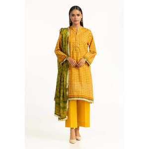 Conjunto de Traje de 3 Piezas Color Mostaza con Estampado Dorado para Mujer - Product Image 5