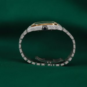 Reloj de Lujo con Esqueleto Moissanite Cuadrado, Bisel de Dos Tonos en Acero Inoxidable, Cristal de Zafiro, Resistente al Agua, Automático, T*mep*ece - Product Image 3