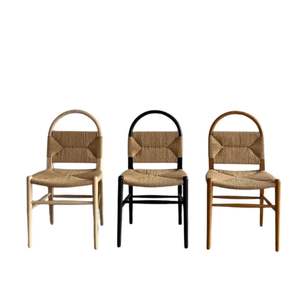 เก้าอี้ทานข้าวไม้สักสไตล์มินิมอลทันสมัย ทนทาน พร้อมเบาะหวายสาน สำหรับโครงการรับรองแขกเชิงพาณิชย์และอพาร์ทเมนท์ - Product Image 1