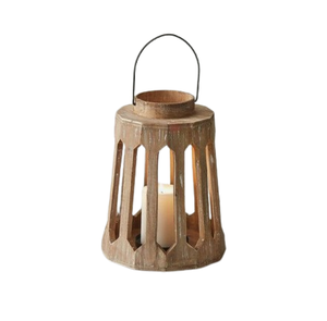 Bougeoir décoratif en bois avec poignée en métal pour lanterne d'intérieur et décoration extérieure de la maison - Product Image 2