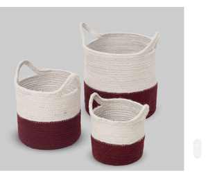 Grand panier de rangement décoratif en jonc de mer fait à la main avec poignées en anneau Organisateur tissé pour le rangement des enfants - Product Image 1