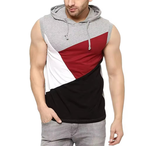 Camiseta Deportiva con Capucha para Hombre, Sin Mangas, con Bloques de Color, Diseñada para Entrenamiento en Gimnasio, Logotipo Personalizado, Chaleco Deportivo Sin Mangas - Product Image 1