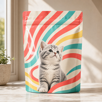 Sachet Doypack Personnalisé pour Aliments pour Chatons, Imprimé Numérique, à Rayures Bonbon, Refermable, Sans Valve