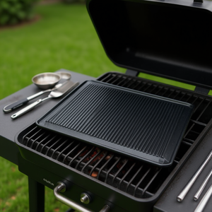 Plancha de Hierro Fundido Ompagrill (43x40cm) en Negro con Diseño Acanalado, Accesorio para Barbacoa Compatible con GAS OPT 4043 GHI - Product Image 3
