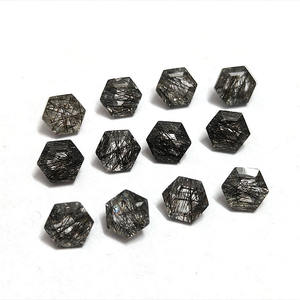 Quartz rutile noir naturel hexagone à facettes 6x6MM cristal de quartz rutile noir de bonne qualité 0.87 ct fabrication de bijoux pierres précieuses en vrac - Product Image 6