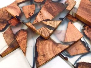 Hot Selling in International Market Epoxy Resins Wood Coasters Handmade Round Coaster Wood Art - Product Image 5
