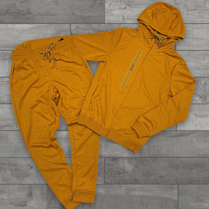 Chándal cortavientos con cremallera y logotipo personalizado para hombre, conjunto de trajes de entrenamiento para correr al por mayor, pantalones de 2 piezas de otoño, técnica teñida lisa - Product Image 2