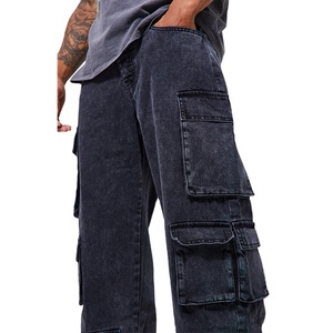 Pantalones vaqueros holgados de algodón lavado ácido de ajuste Regular para hombre, nuevo diseño, multibolsillos, Material transpirable, Pantalón elástico para la temporada de invierno - Product Image 6