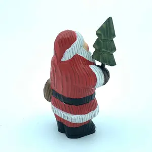 Figurine de Père Noël en bois sculpté à la main, cadeau de Noël, catégorie de produits de sculpture sur bois, figurines et jouets de Noël - Product Image 1