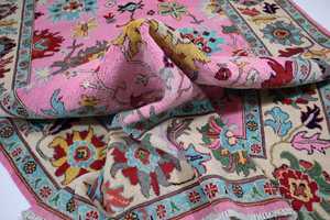 พรมปูพื้นลายดอกไม้สีชมพู8x11ทันสมัยผ้าฝ้ายทำมือดีไซน์อินเดียตกแต่งบ้านห้องนั่งเล่น1ชิ้นจากโรงงานโดยตรงเป็นมิตรกับสัตว์เลี้ยง - Product Image 5