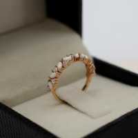 Bague demi-éternité en argent sterling plaqué or rose avec opale éthiopienne et zircon cubique, sertie de griffes, pour femme, cadeau de Noël