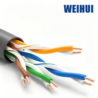 Kabel Ethernet UTP Cat5e WEIHUI Teruji Fluke 24AWG Tembaga Padat untuk Proyek Grosir