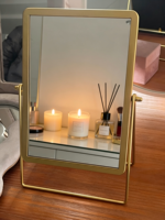 Miroir ZIHAN Art Déco en verre 20x30cm, miroir de maquillage sur table avec cadre en métal