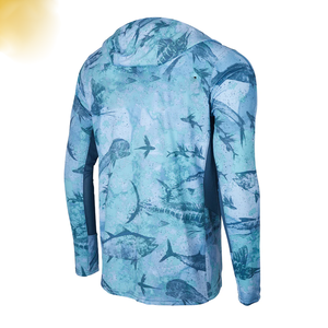Sublimación de secado rápido para hombre, entrenamiento de manga larga Upf 50 +, camisas de rendimiento, diseño con capucha, ropa de pesca - Product Image 3