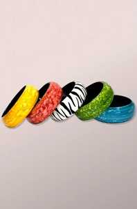 Llegada de moda al por mayor Retro acrílico de gama alta pulsera Circular Irregular madera resina acrílico brazalete pulsera - Product Image 2