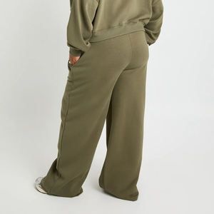 Pantalones de chándal informales de invierno para mujer, holgados, de pierna ancha, personalizados, con logotipo impreso DTG, ropa de calle con decoración de encaje - Product Image 4